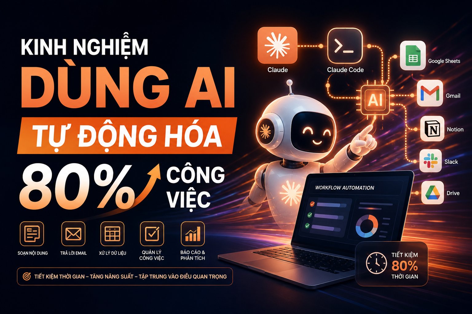Chia sẻ kinh nghiệm dùng AI tự động hóa 80% công việc hằng ngày